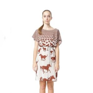Milk & Thistle silk tunic unique horse print dress